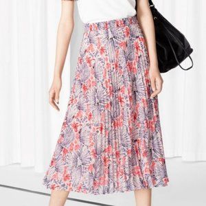 &Other Stories Floral Pleated Midi Skirt